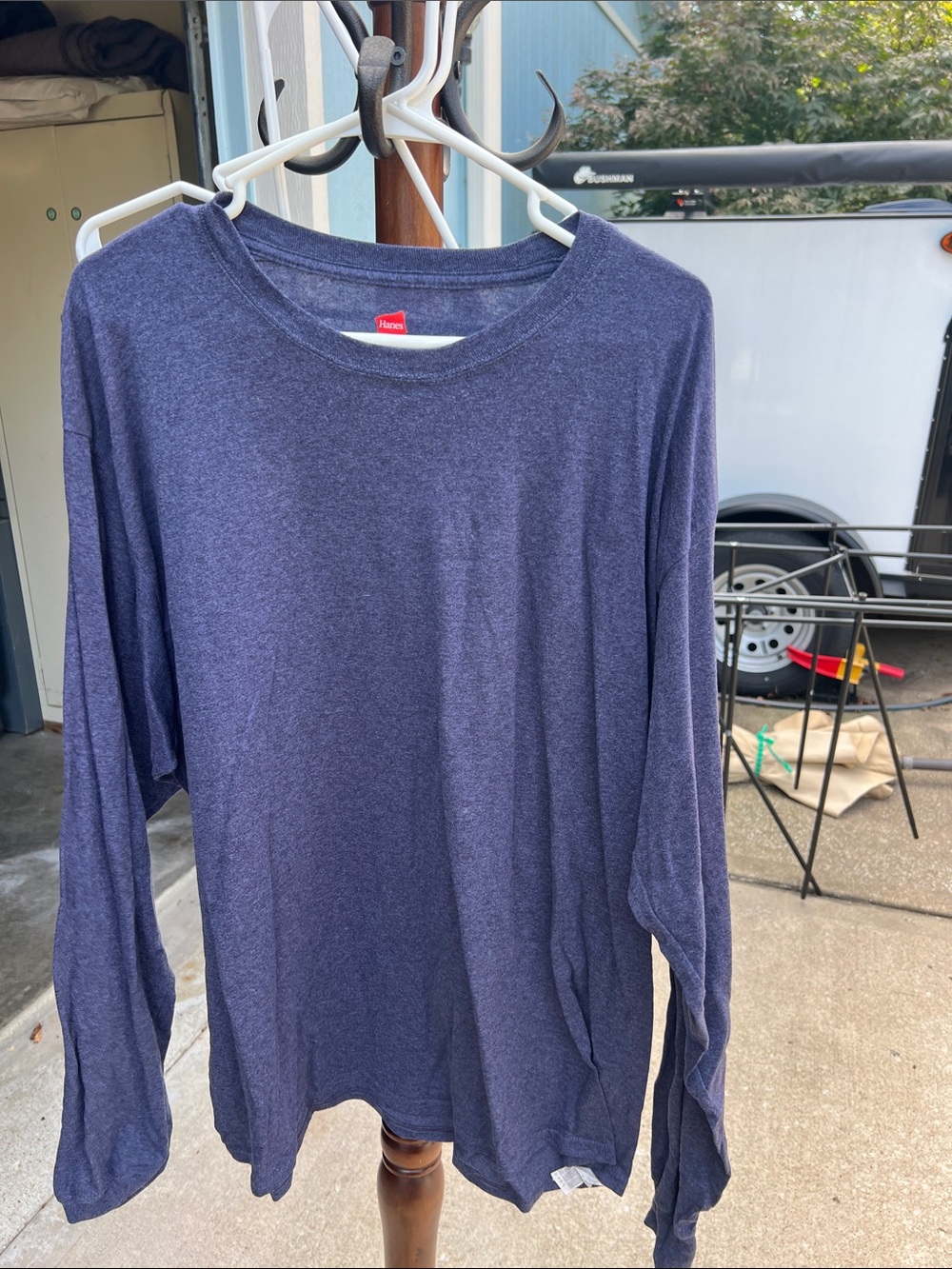 Hanes Men’s Long-Sleeve Crew Tee — Heather Navy